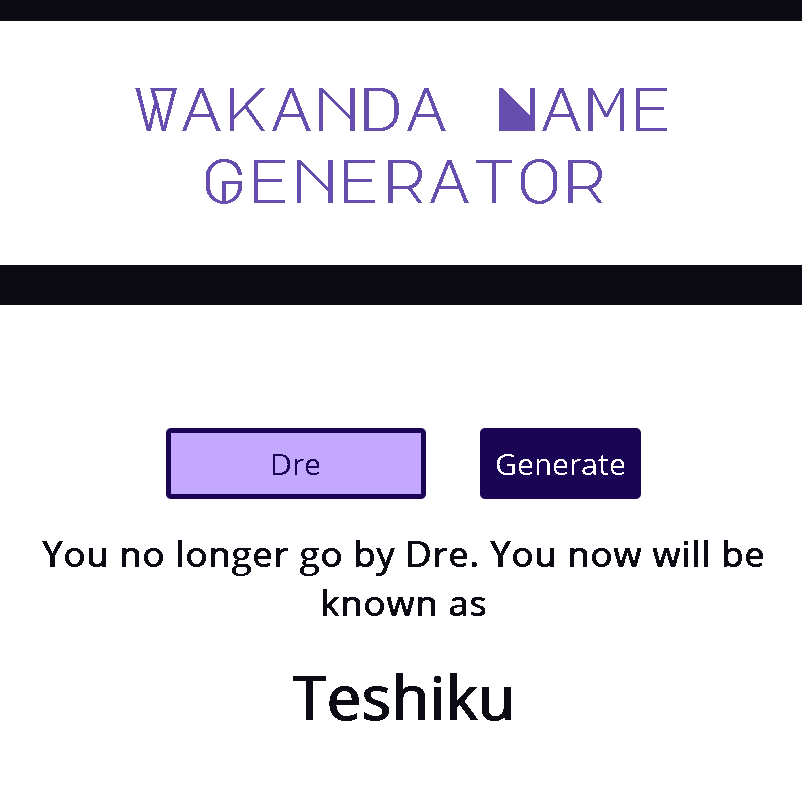 Wakanda Name Generator